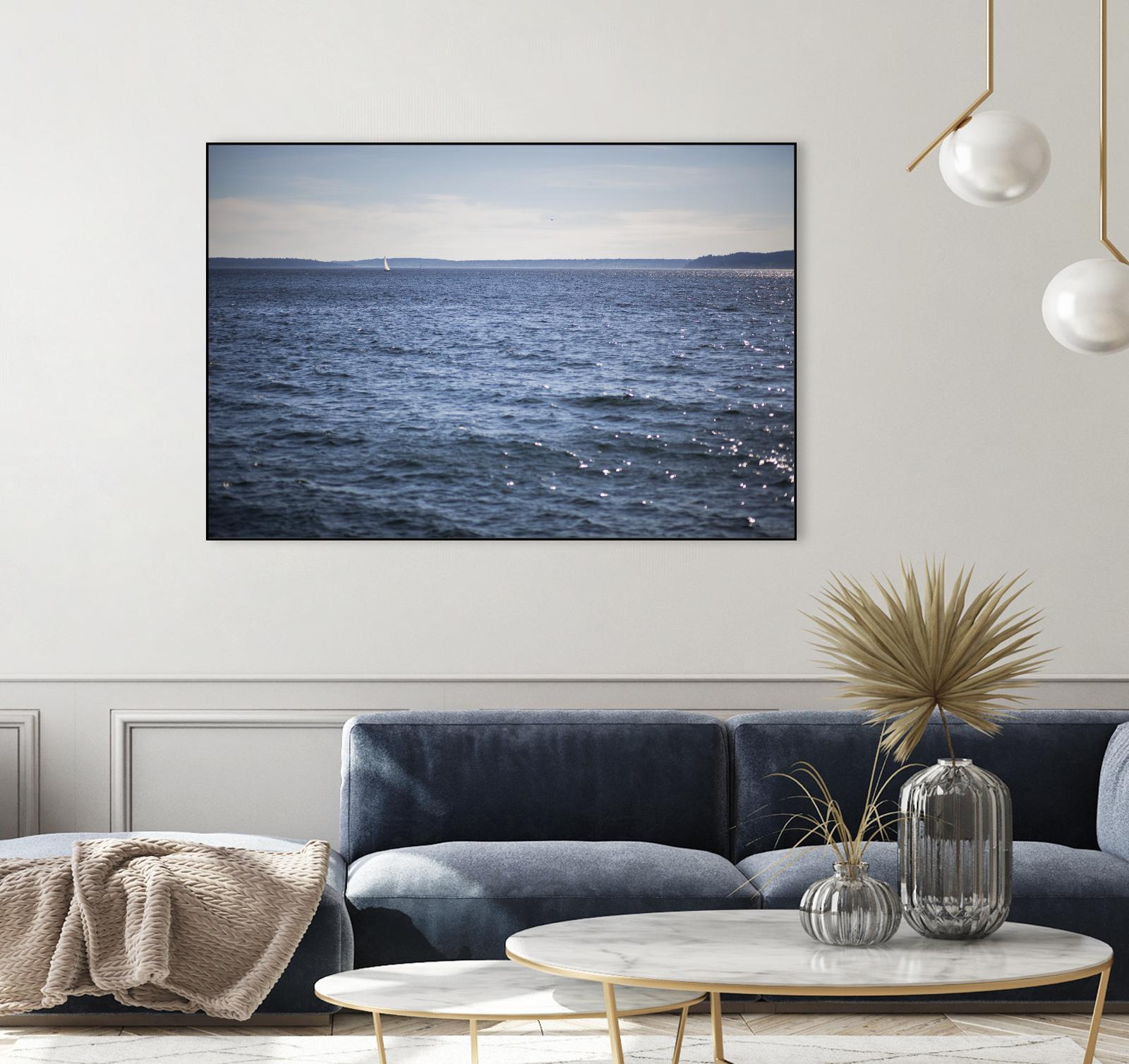 Lone Sailer by Aaron Matheson on GIANT ART - beige sea scene