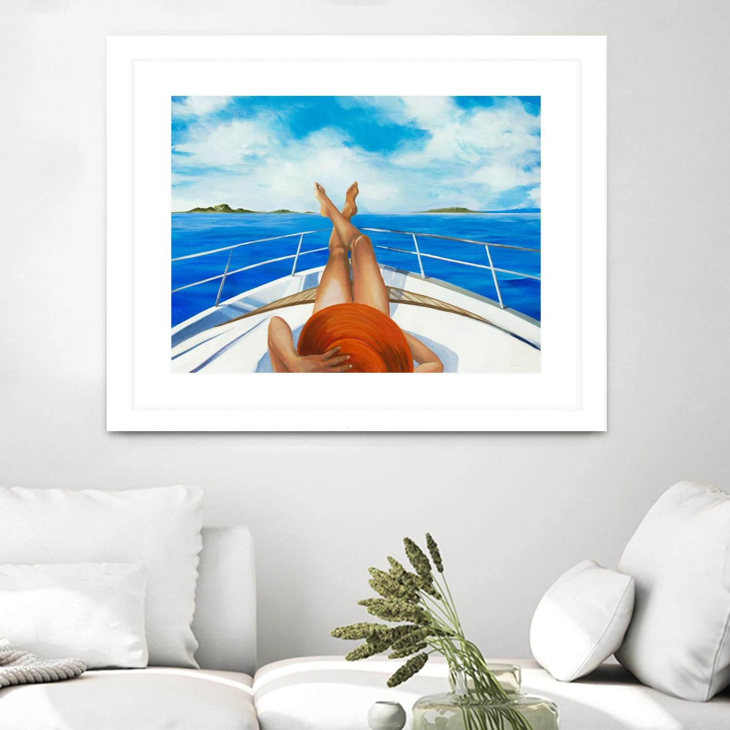 Off The Catalina Coast by Liz Jardine on GIANT ART - orange figurative sailboat
