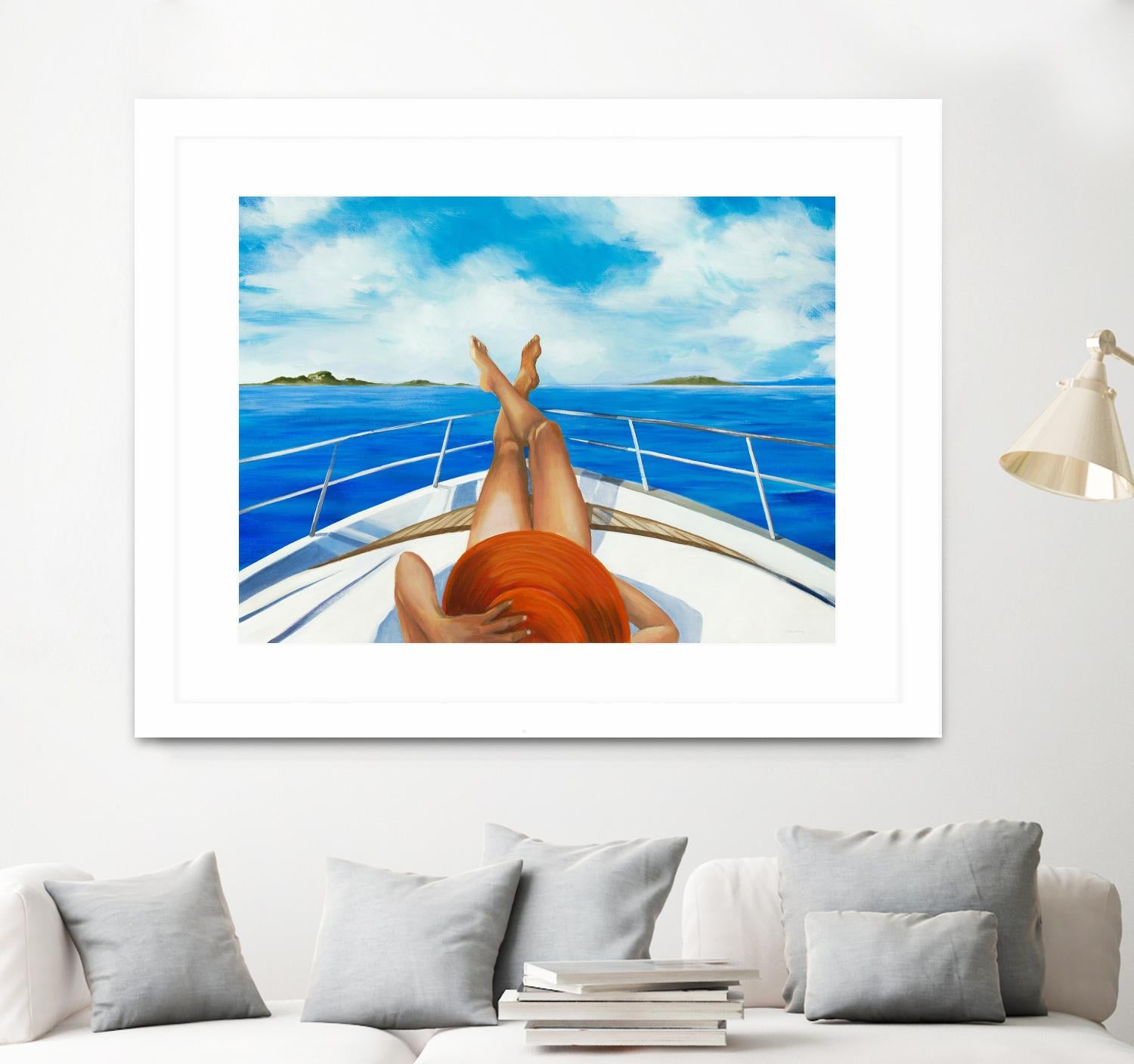 Off The Catalina Coast by Liz Jardine on GIANT ART - orange figurative sailboat