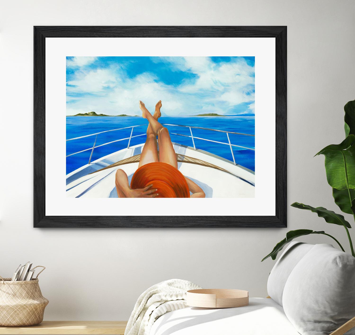 Off The Catalina Coast by Liz Jardine on GIANT ART - orange figurative sailboat