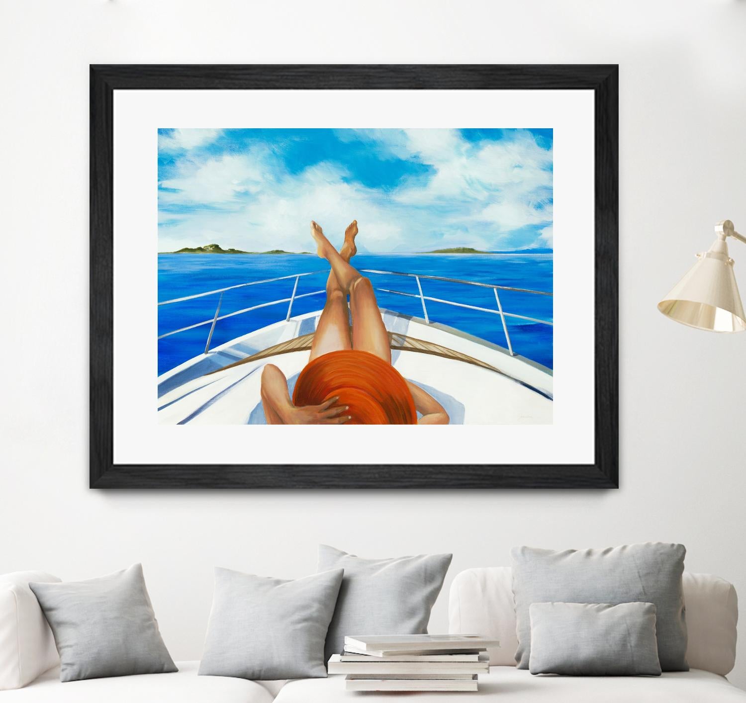 Off The Catalina Coast by Liz Jardine on GIANT ART - orange figurative sailboat