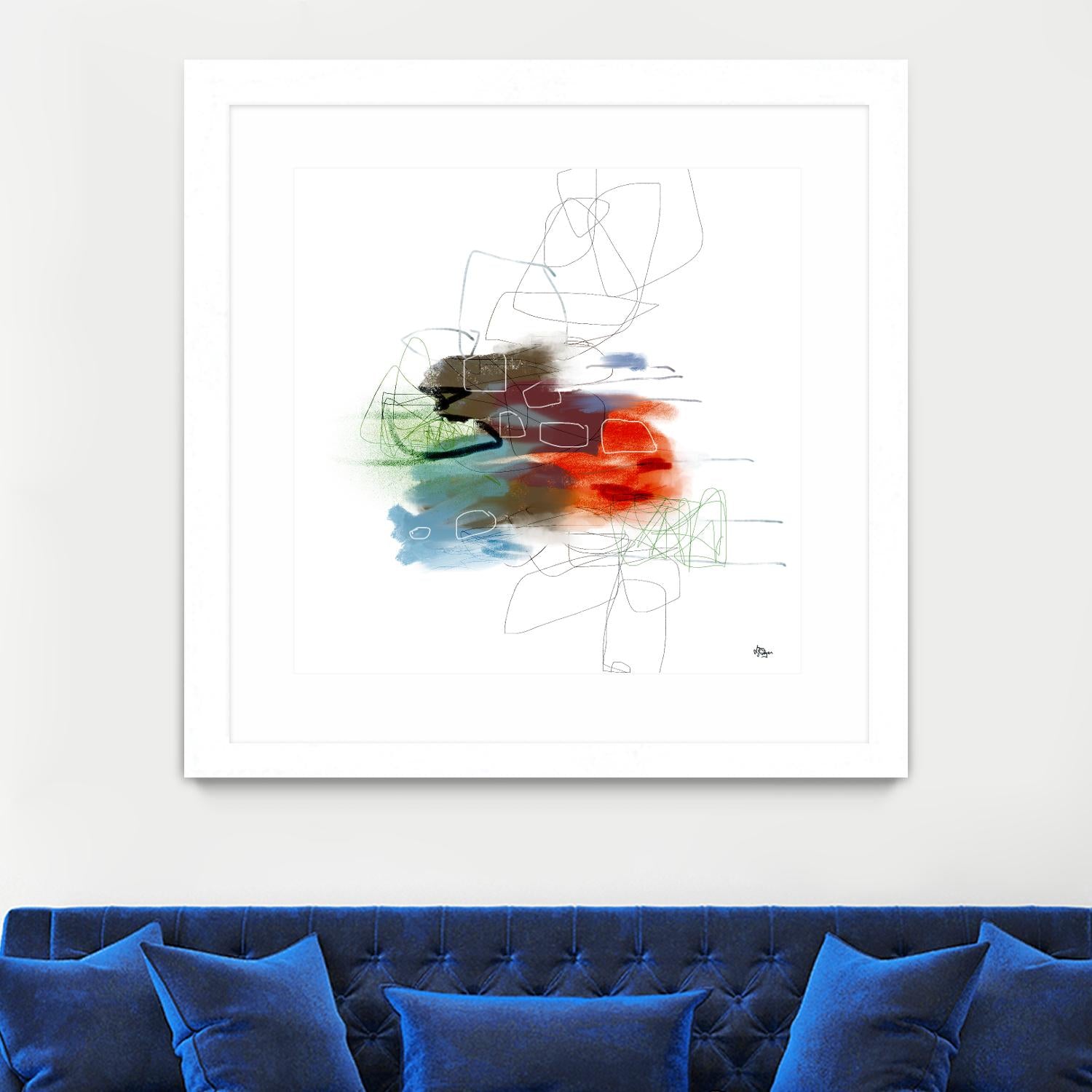 Loving Life I by Lisa Ridgers on GIANT ART - reds, blues abstract