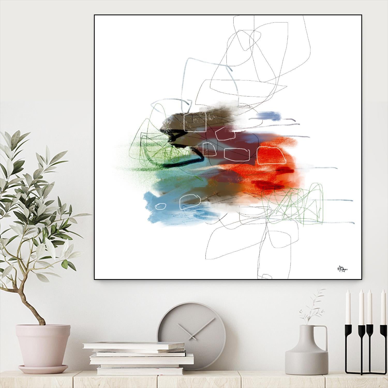 Loving Life I by Lisa Ridgers on GIANT ART - reds, blues abstract