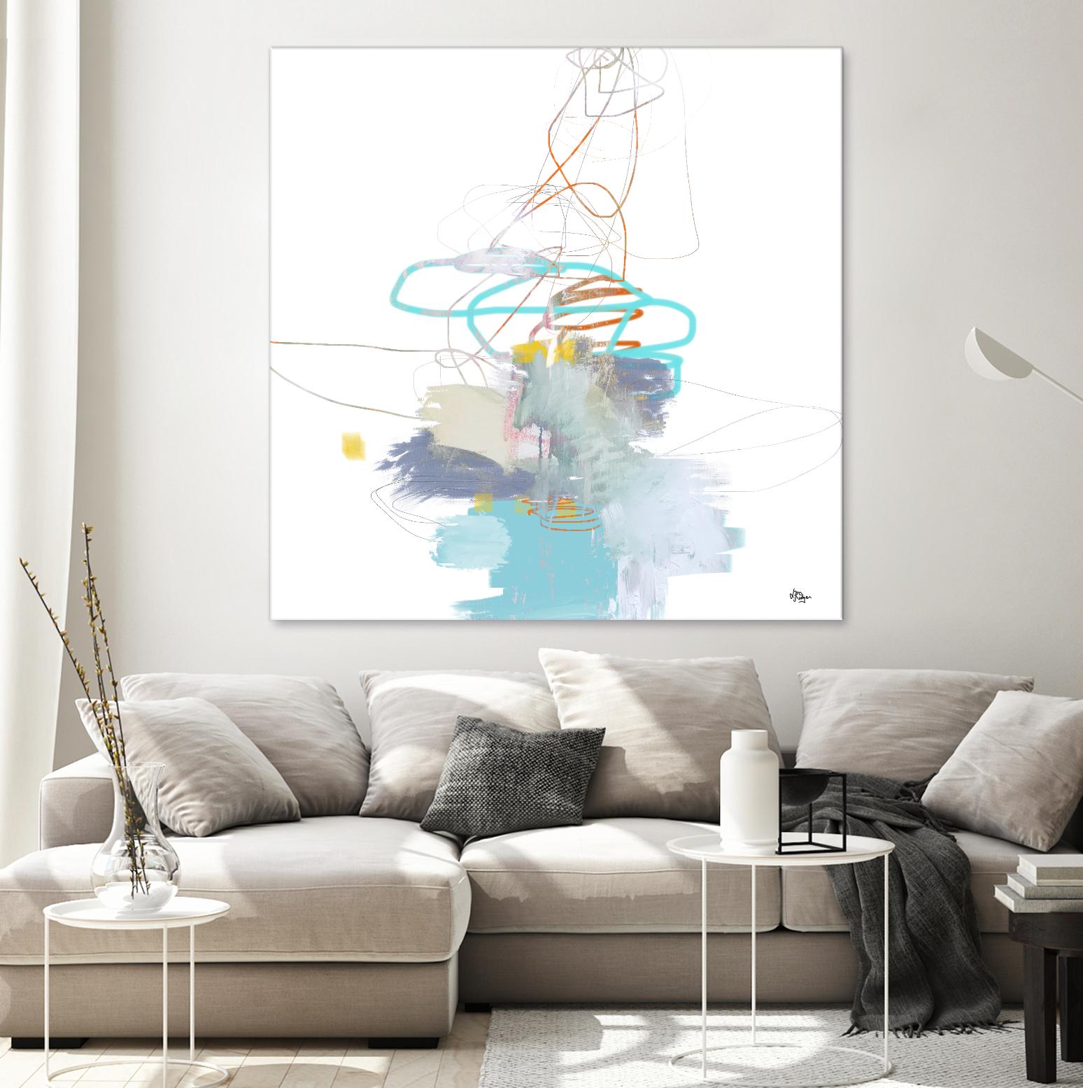 Loving Life V by Lisa Ridgers on GIANT ART - whites & creams, blues abstract