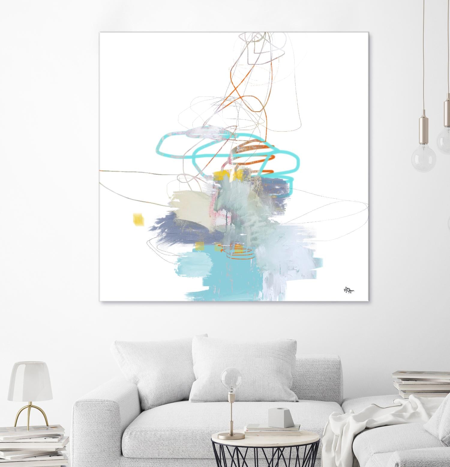 Loving Life V by Lisa Ridgers on GIANT ART - whites & creams, blues abstract