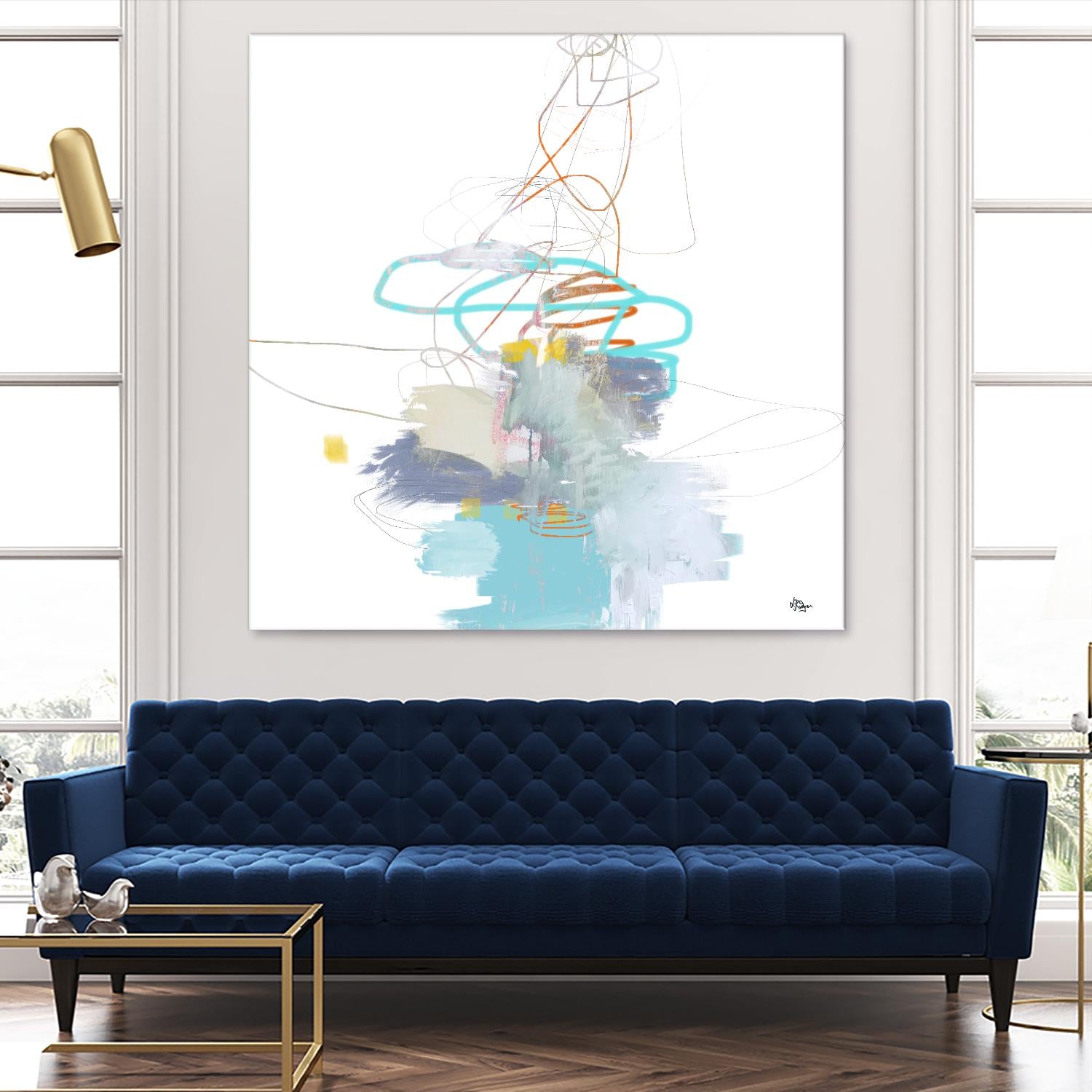 Loving Life V by Lisa Ridgers on GIANT ART - whites & creams, blues abstract