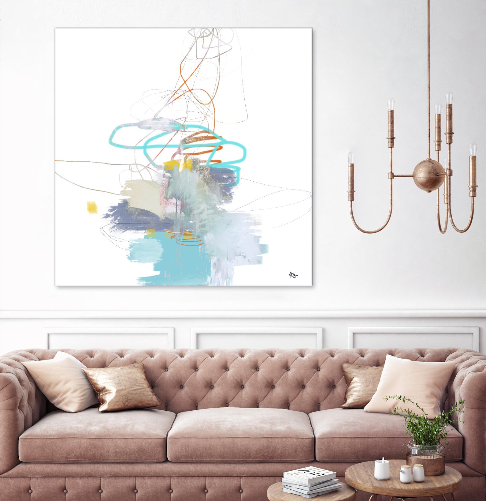 Loving Life V by Lisa Ridgers on GIANT ART - whites & creams, blues abstract