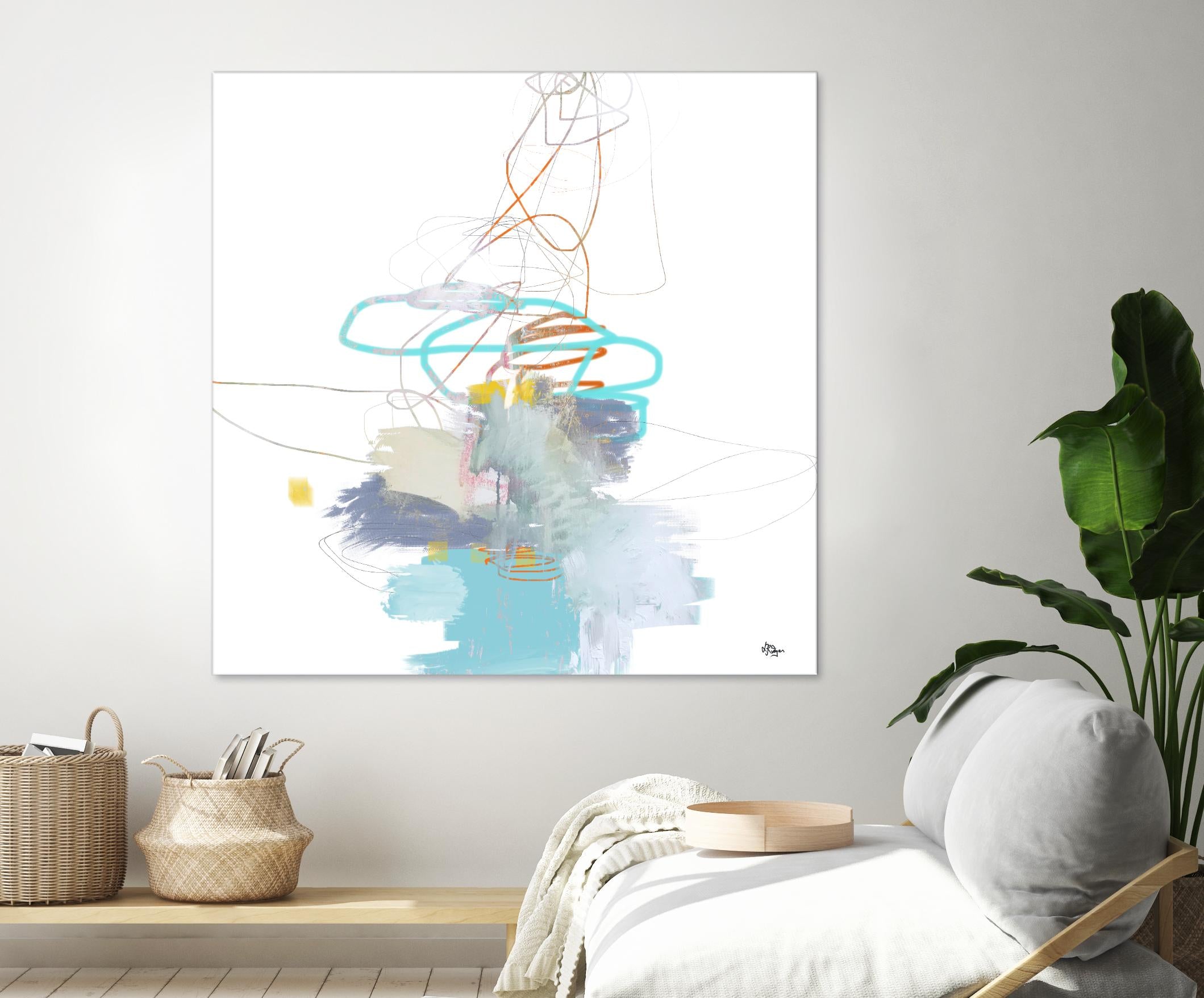 Loving Life V by Lisa Ridgers on GIANT ART - whites & creams, blues abstract