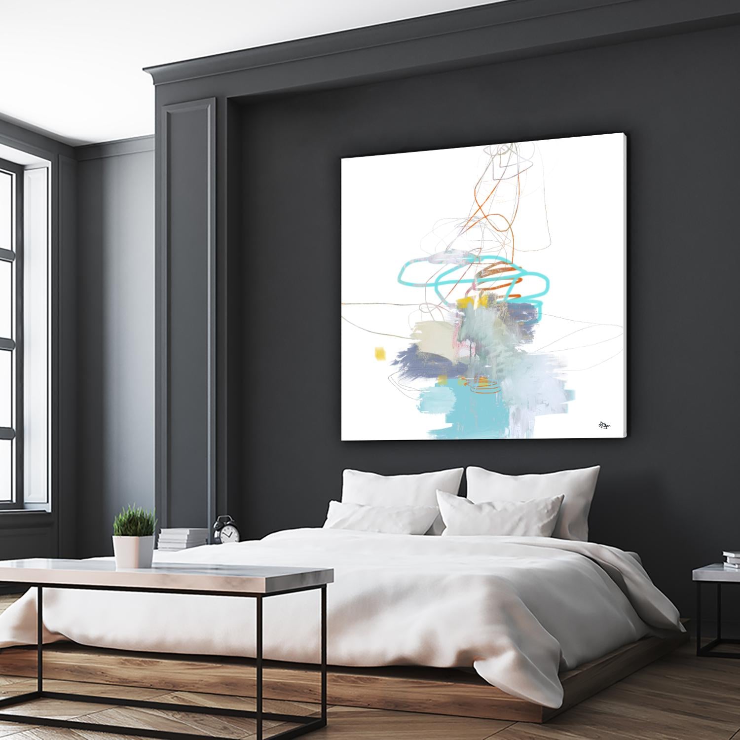 Loving Life V by Lisa Ridgers on GIANT ART - whites & creams, blues abstract