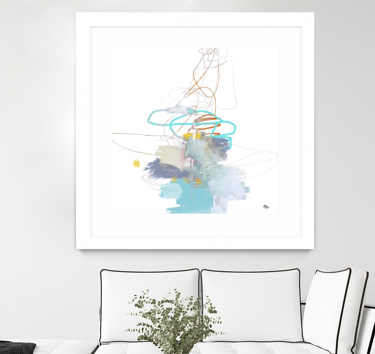 Loving Life V by Lisa Ridgers on GIANT ART - whites & creams, blues abstract