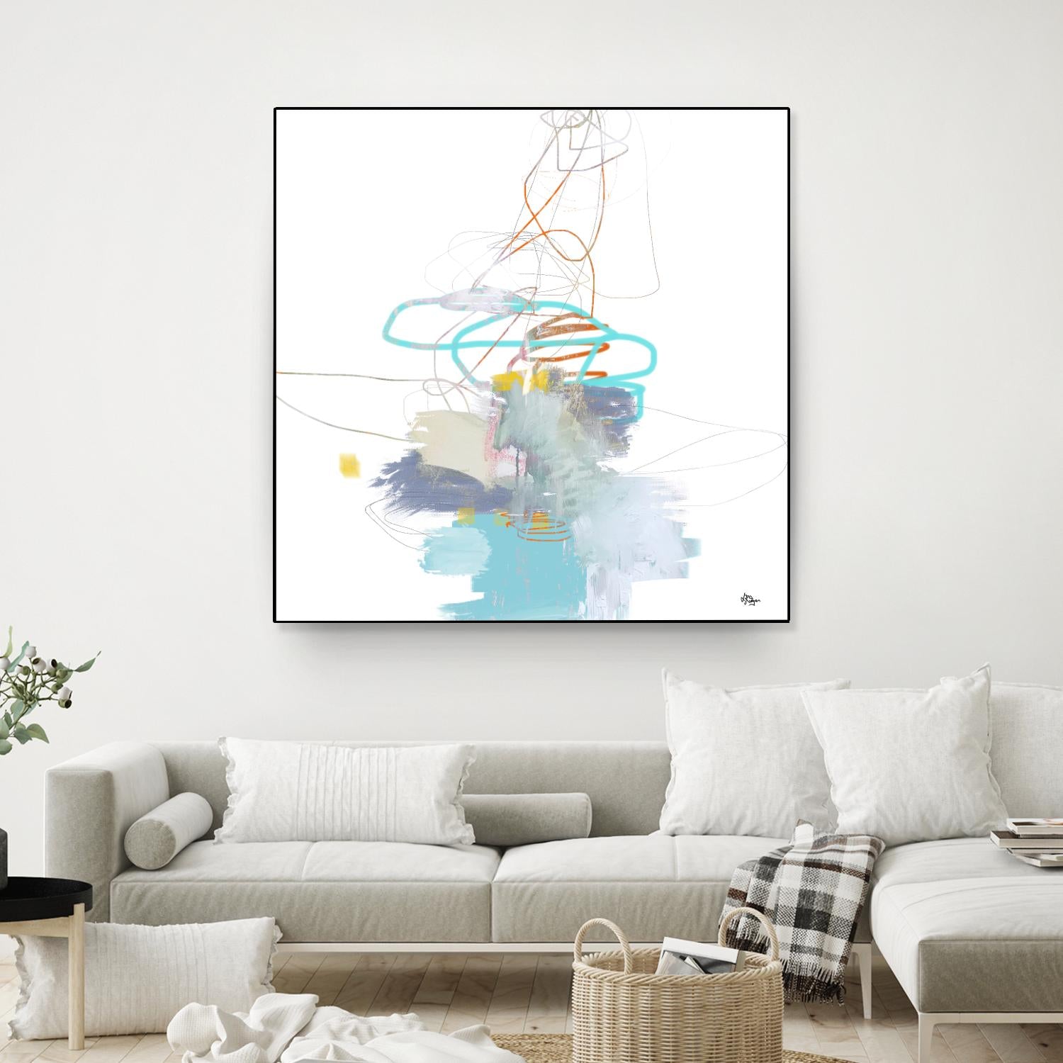 Loving Life V by Lisa Ridgers on GIANT ART - whites & creams, blues abstract