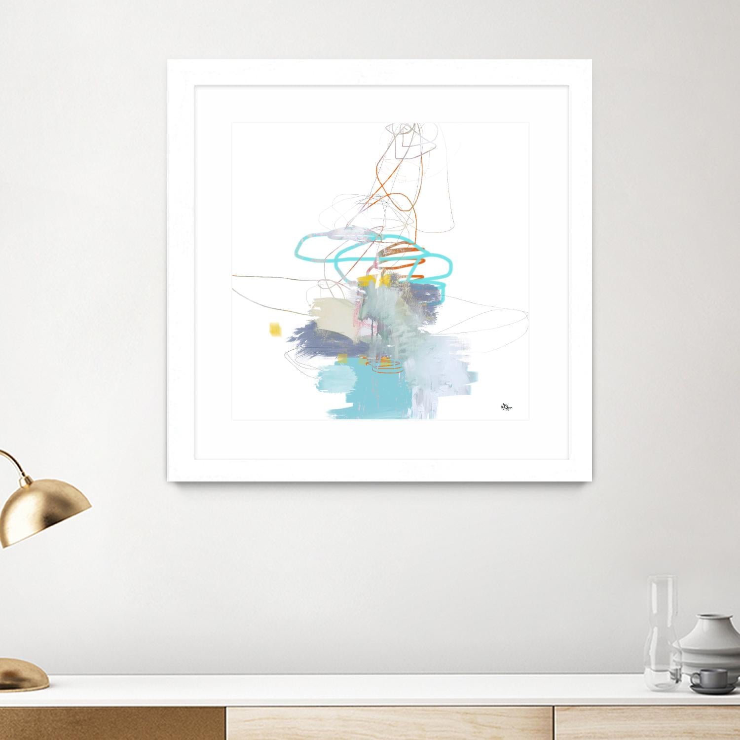 Loving Life V by Lisa Ridgers on GIANT ART - whites & creams, blues abstract