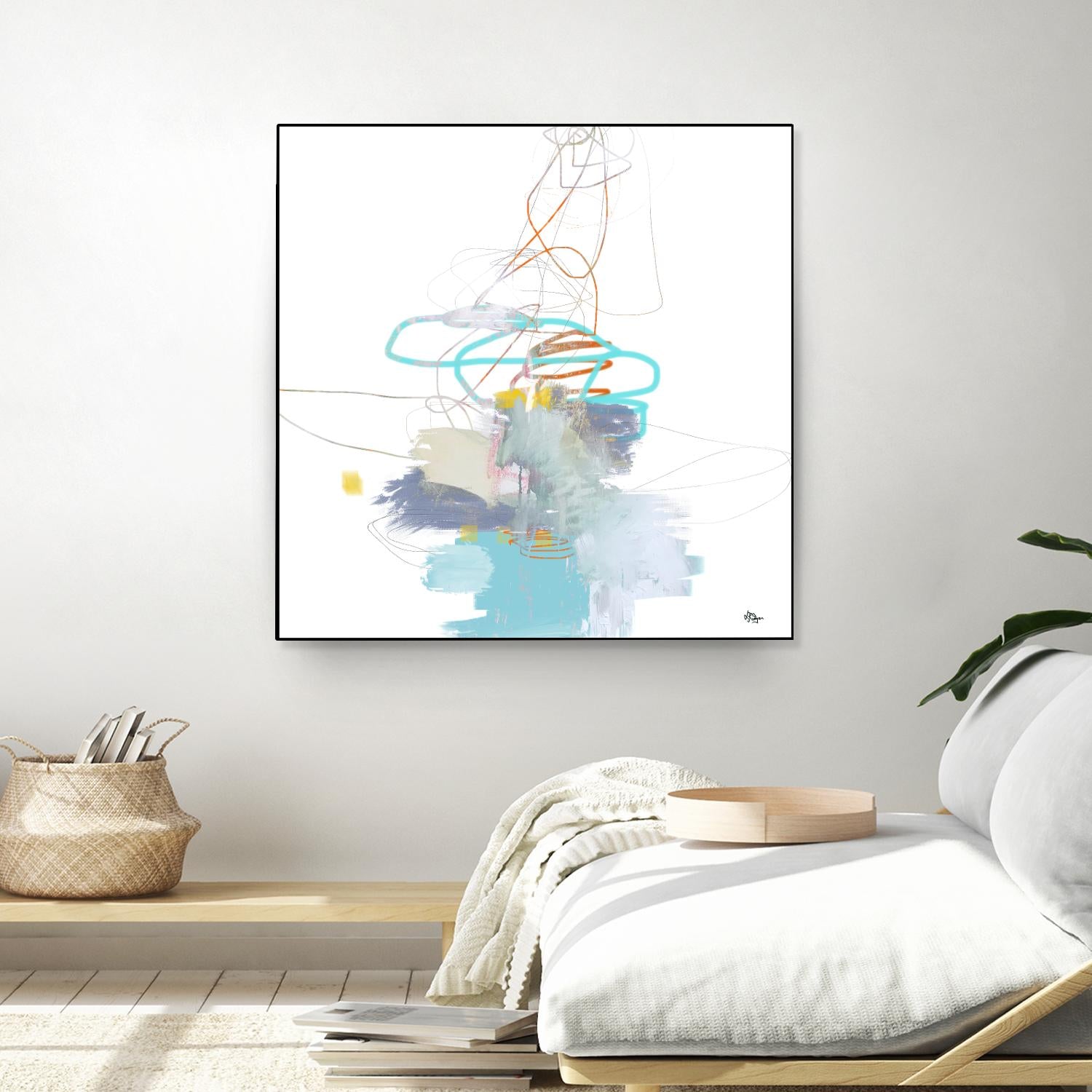 Loving Life V by Lisa Ridgers on GIANT ART - whites & creams, blues abstract