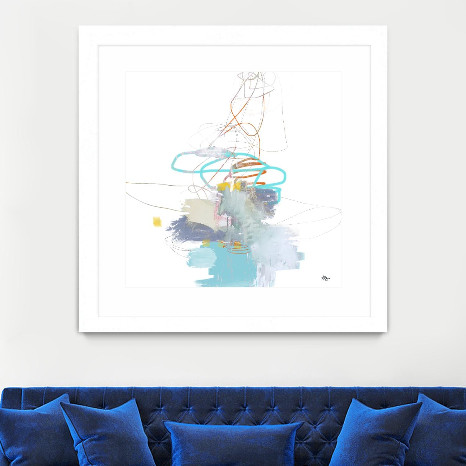 Loving Life V by Lisa Ridgers on GIANT ART - whites & creams, blues abstract