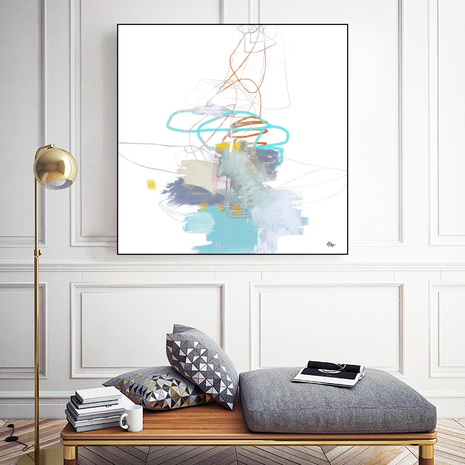 Loving Life V by Lisa Ridgers on GIANT ART - whites & creams, blues abstract