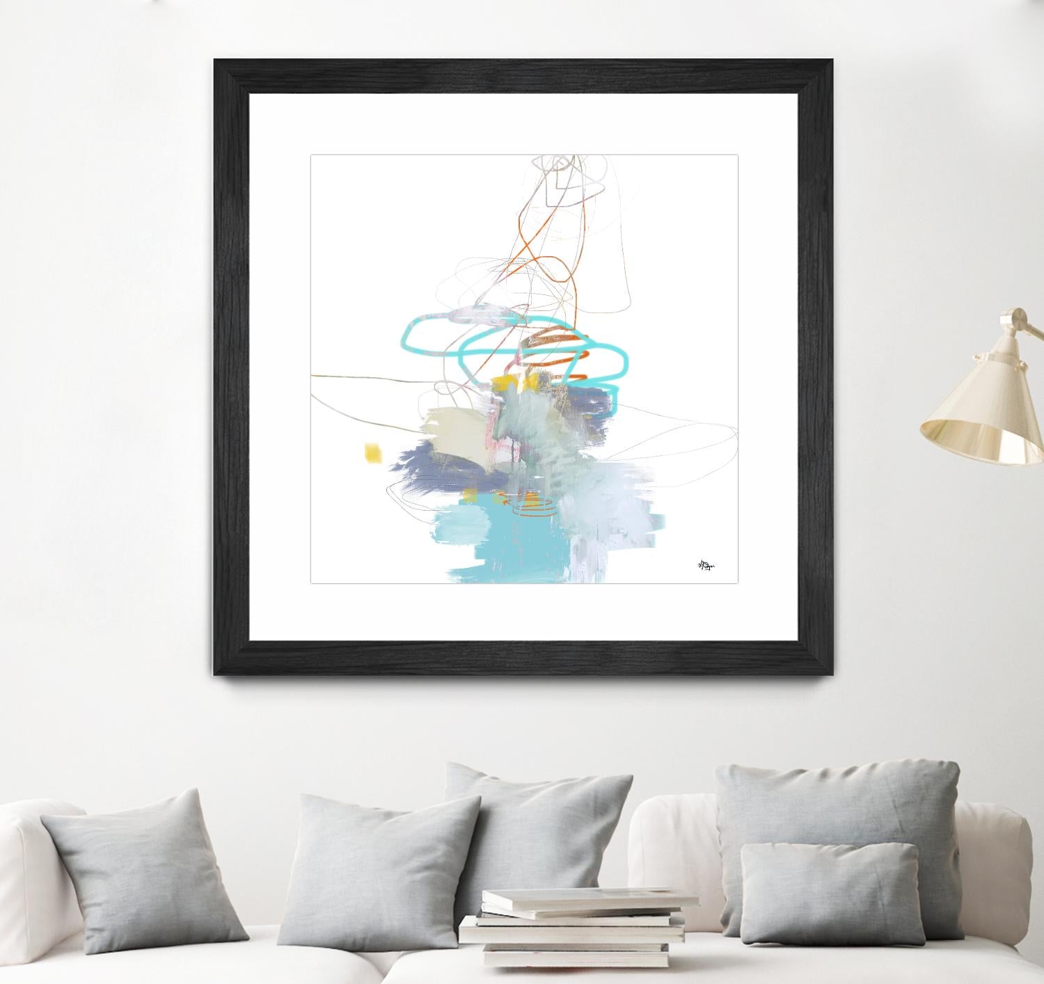 Loving Life V by Lisa Ridgers on GIANT ART - whites & creams, blues abstract