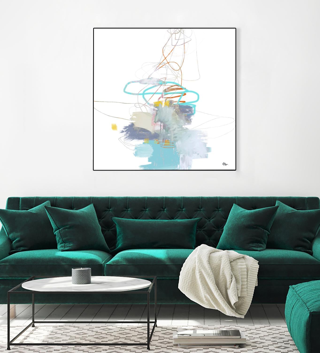 Loving Life V by Lisa Ridgers on GIANT ART - whites & creams, blues abstract