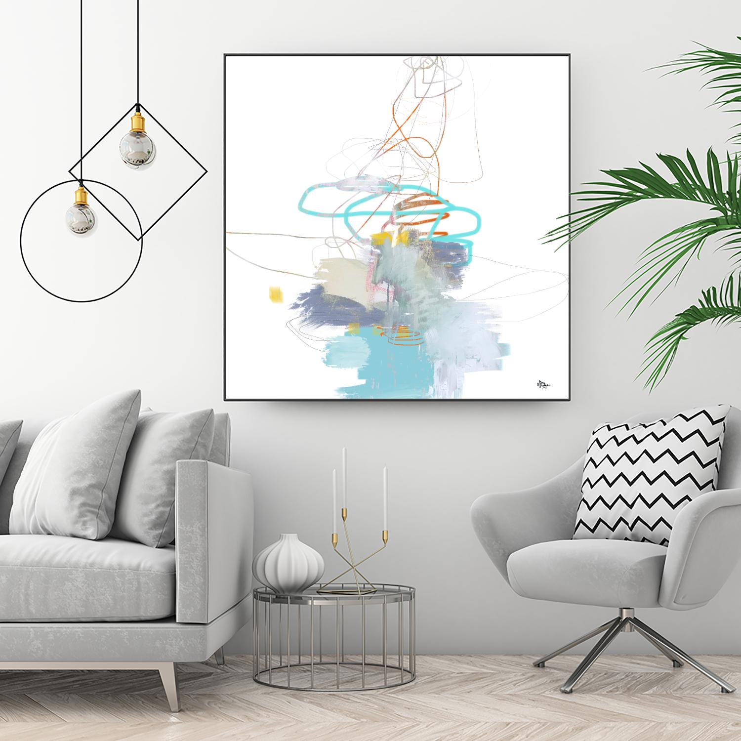 Loving Life V by Lisa Ridgers on GIANT ART - whites & creams, blues abstract