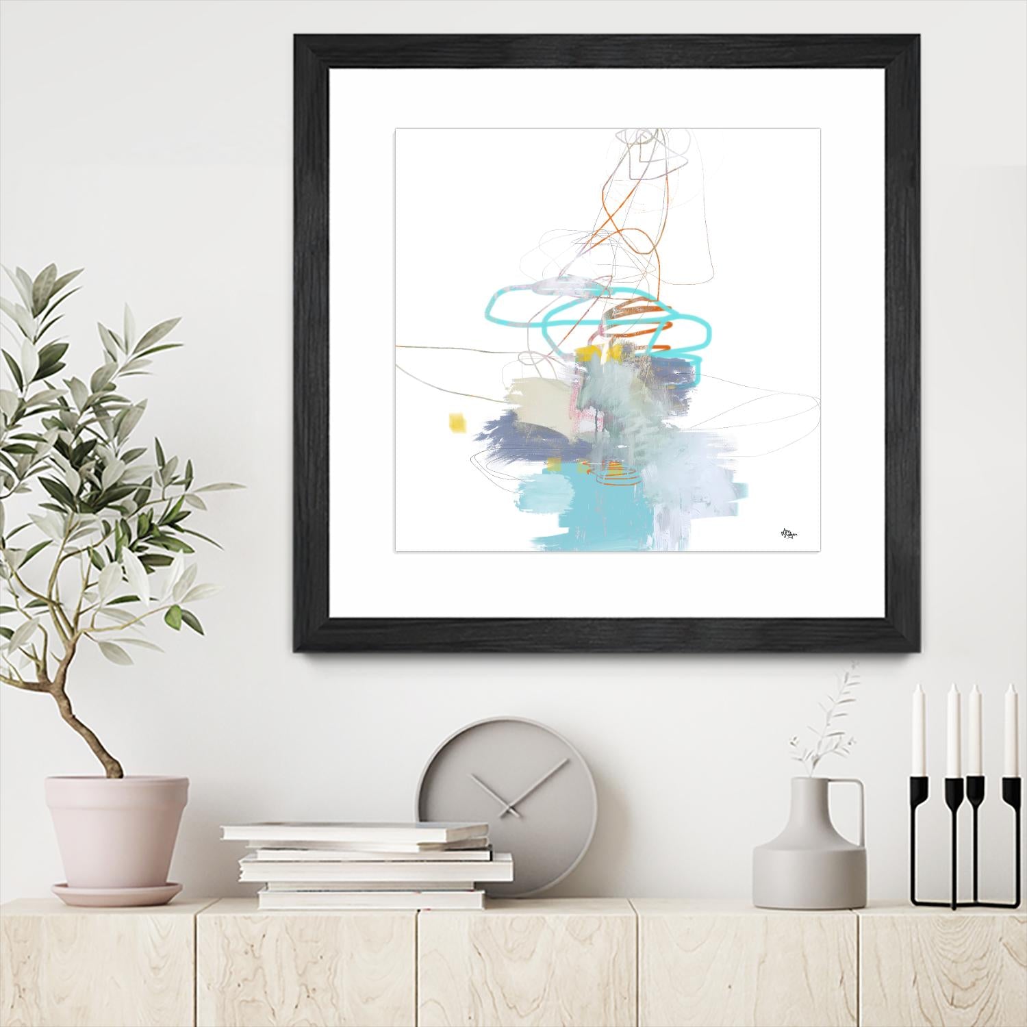 Loving Life V by Lisa Ridgers on GIANT ART - whites & creams, blues abstract