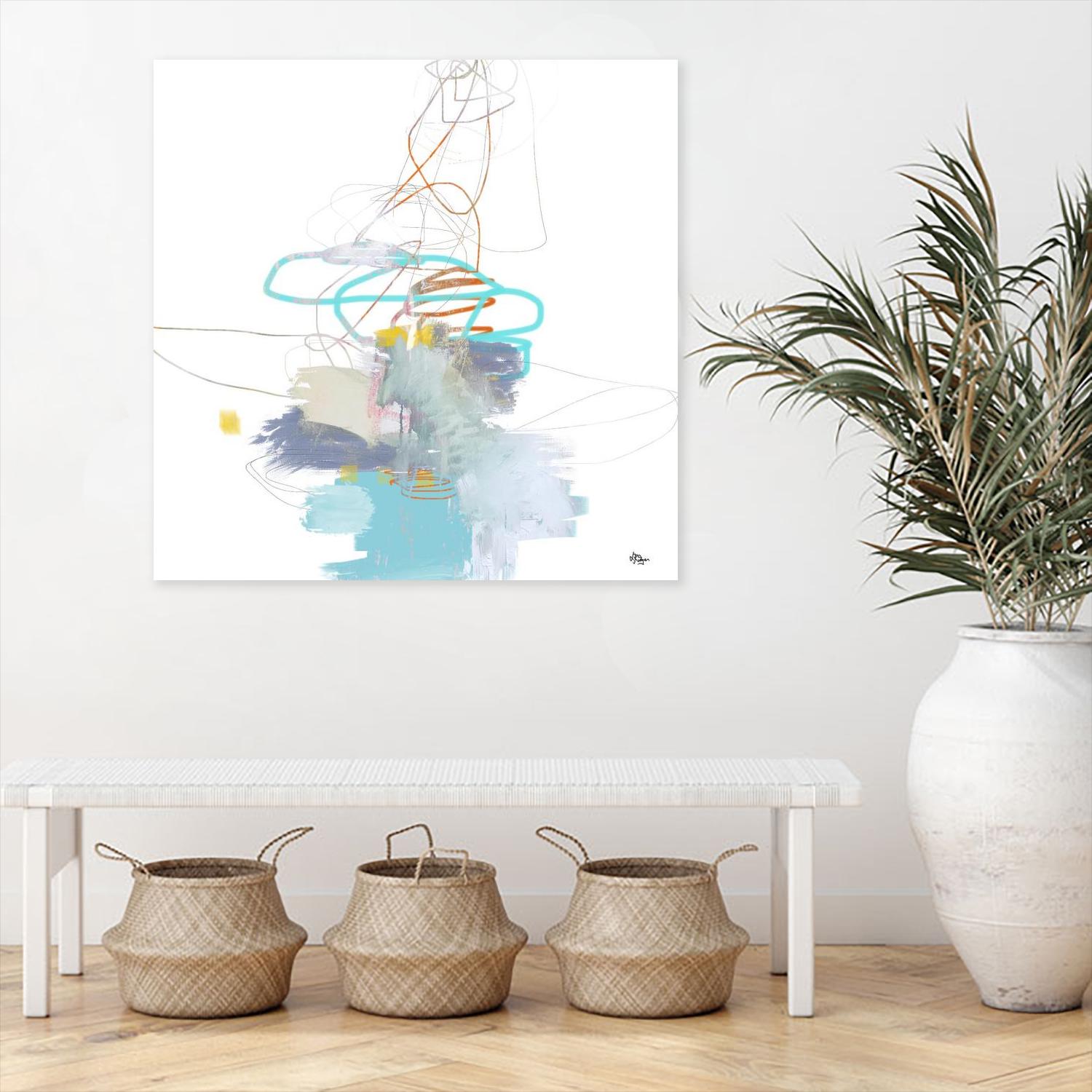 Loving Life V by Lisa Ridgers on GIANT ART - whites & creams, blues abstract