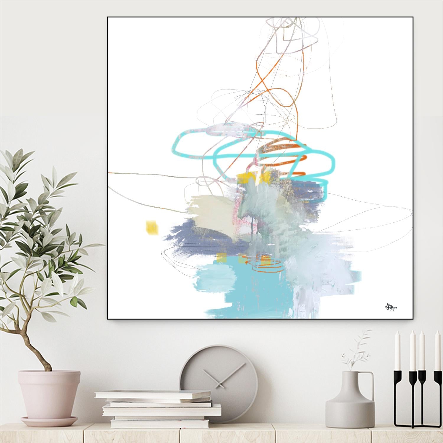 Loving Life V by Lisa Ridgers on GIANT ART - whites & creams, blues abstract