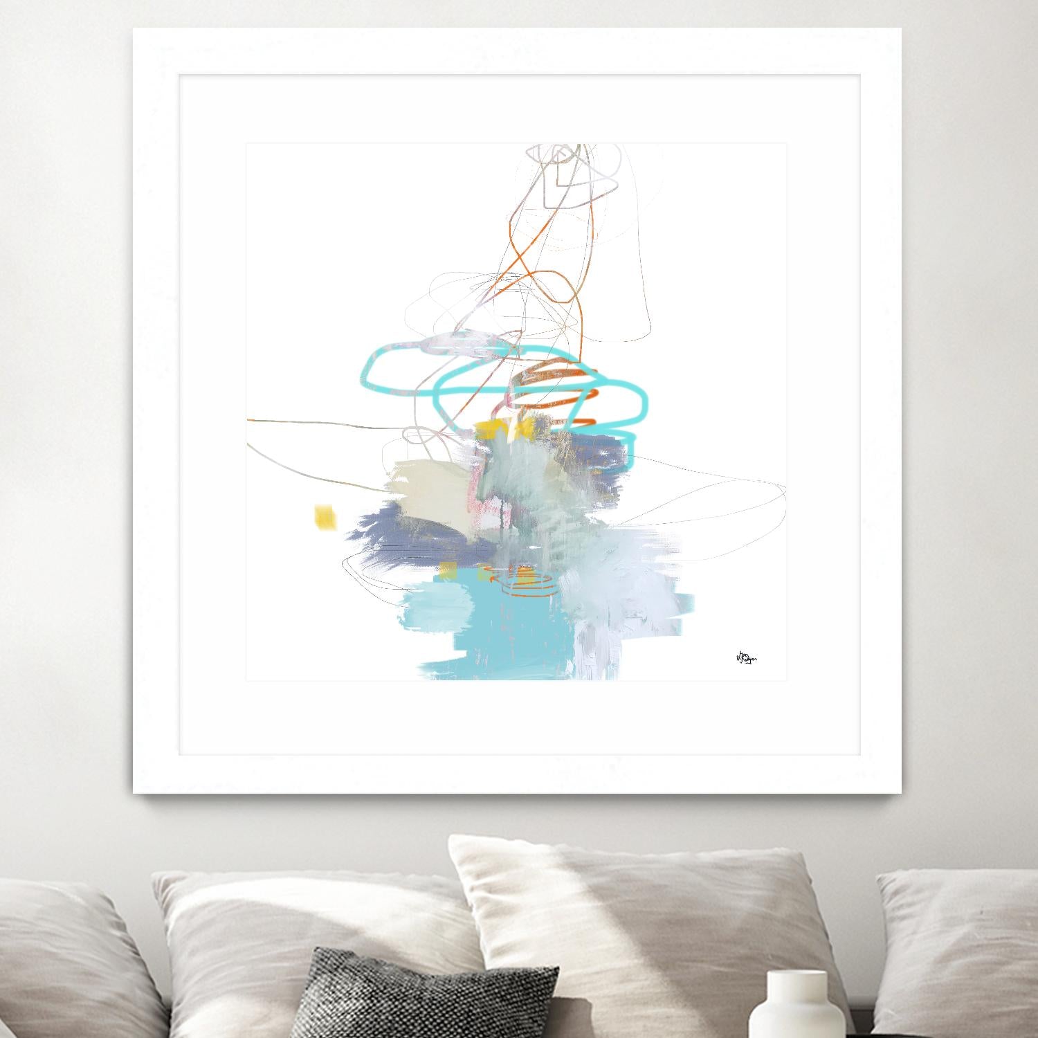 Loving Life V by Lisa Ridgers on GIANT ART - whites & creams, blues abstract