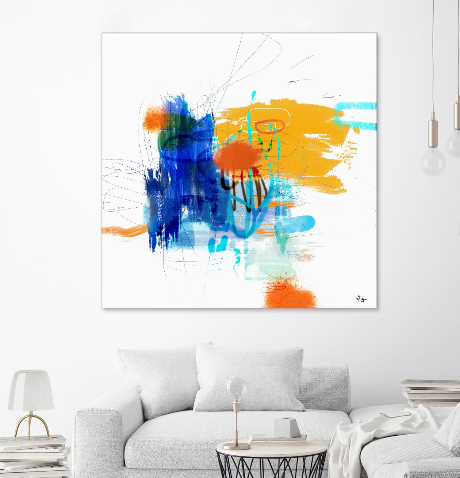 Loving Life VI by Lisa Ridgers on GIANT ART - yellows, blues abstract