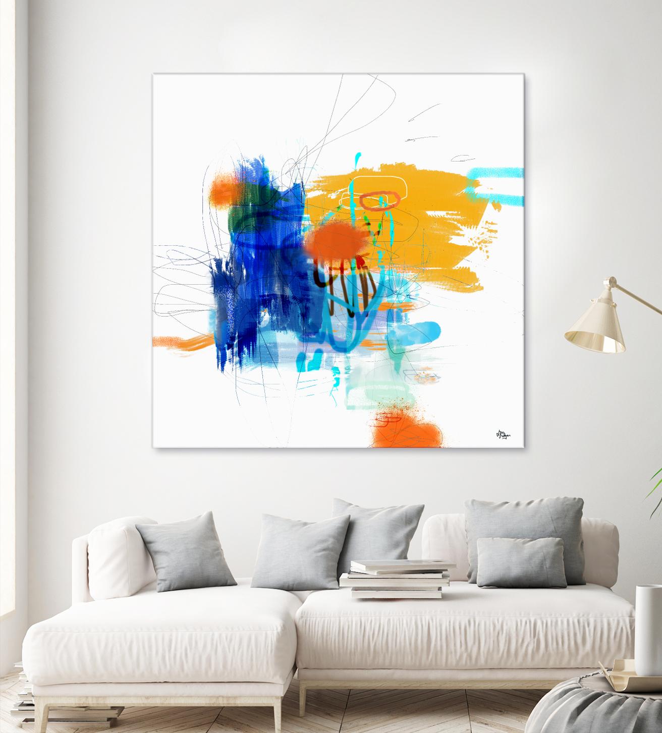 Loving Life VI by Lisa Ridgers on GIANT ART - yellows, blues abstract