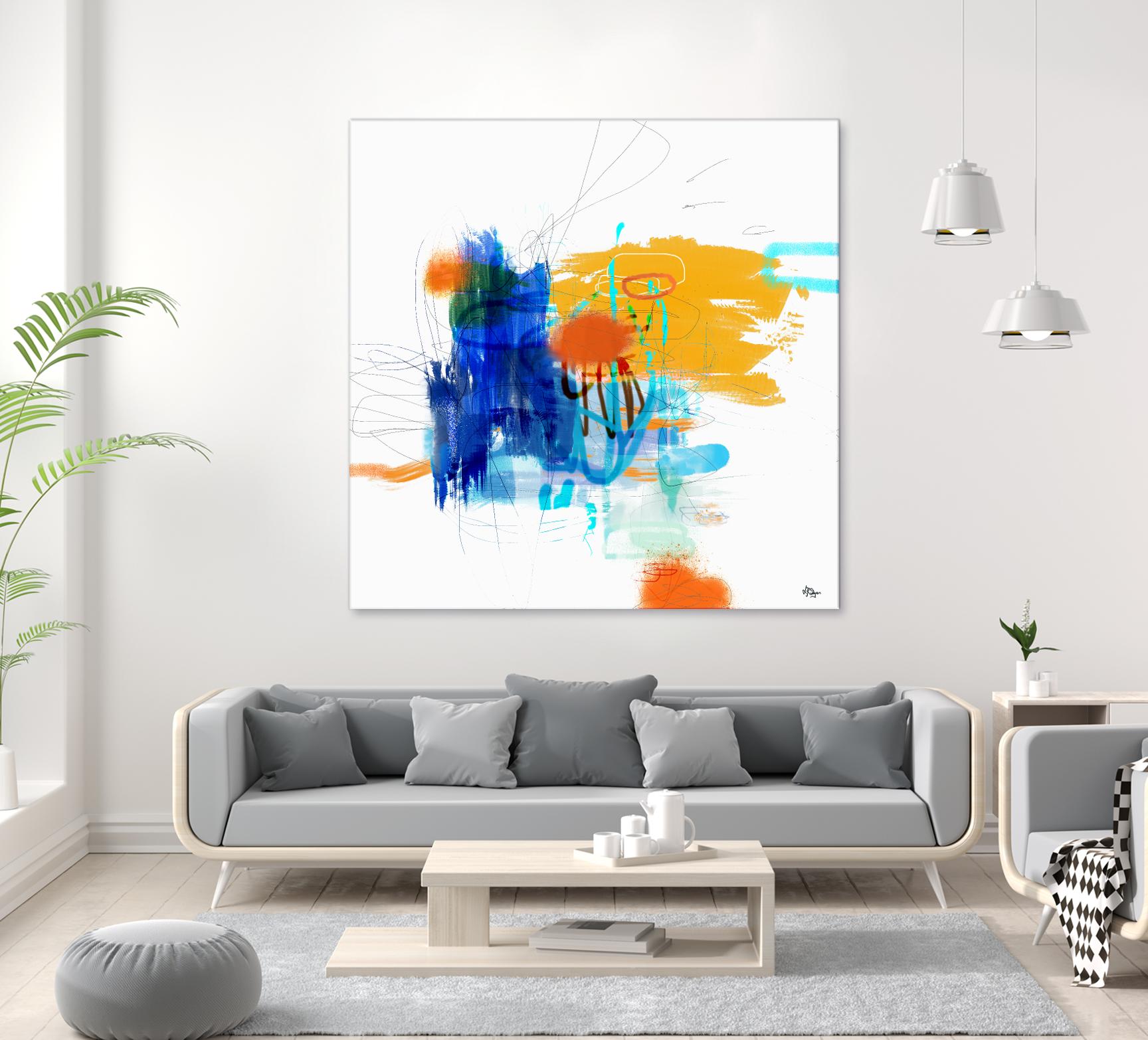 Loving Life VI by Lisa Ridgers on GIANT ART - yellows, blues abstract