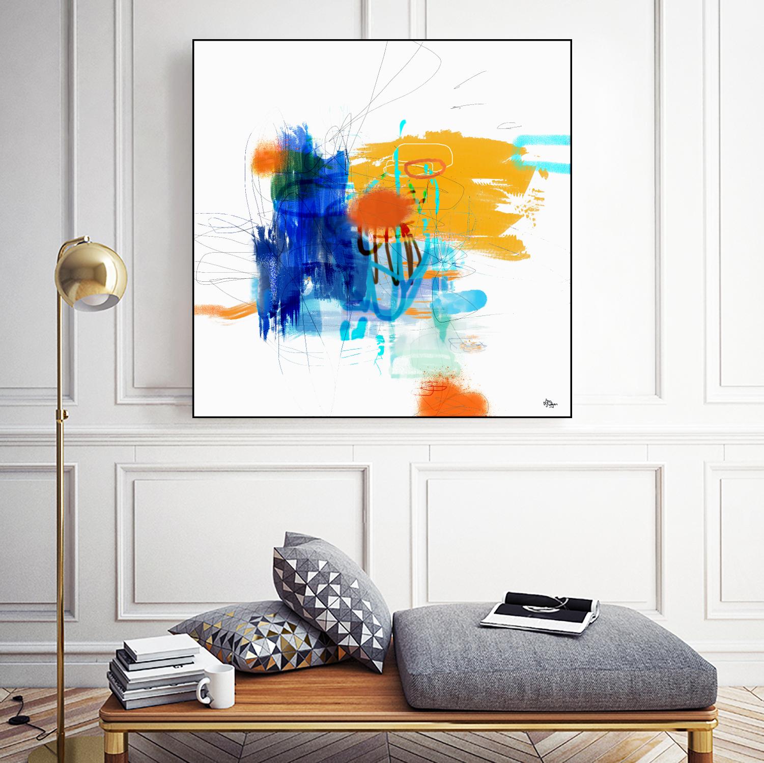 Loving Life VI by Lisa Ridgers on GIANT ART - yellows, blues abstract