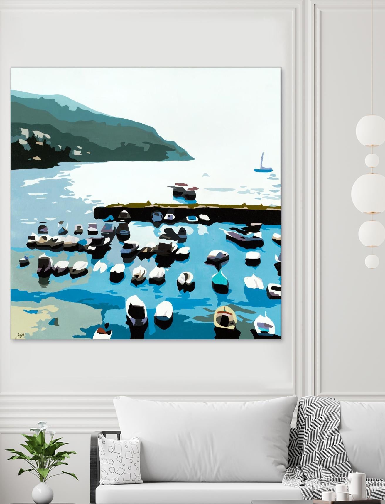 Boats by Beth Ann Lawson on GIANT ART - blues coastal ocean