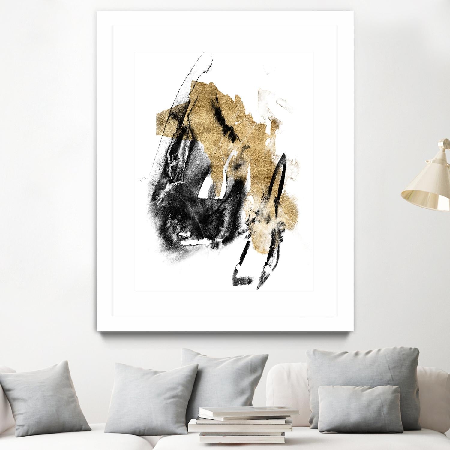 Black & Gold Splash IV by Jennifer Goldberger on GIANT ART - metallics abstract