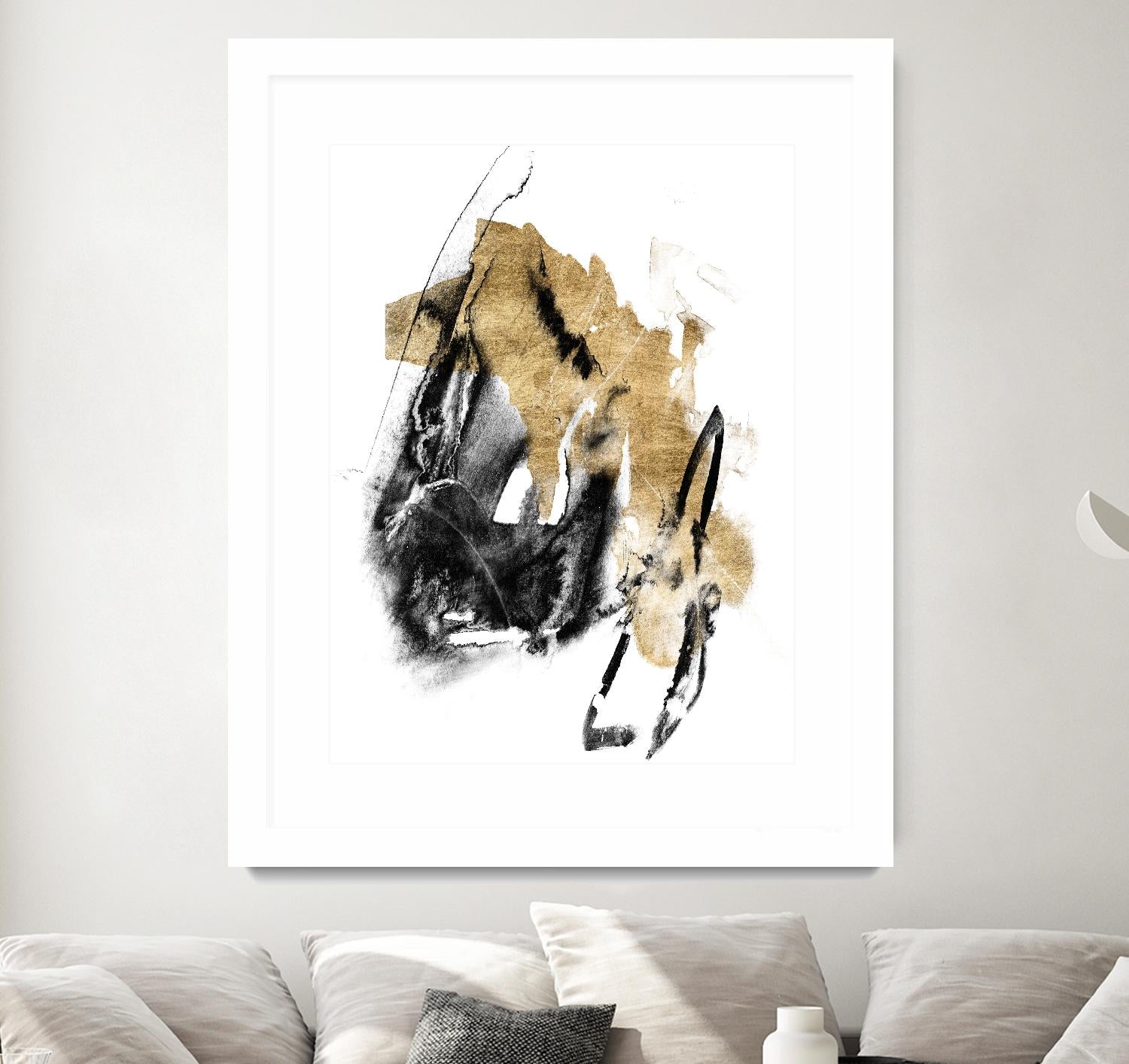 Black & Gold Splash IV by Jennifer Goldberger on GIANT ART - metallics abstract