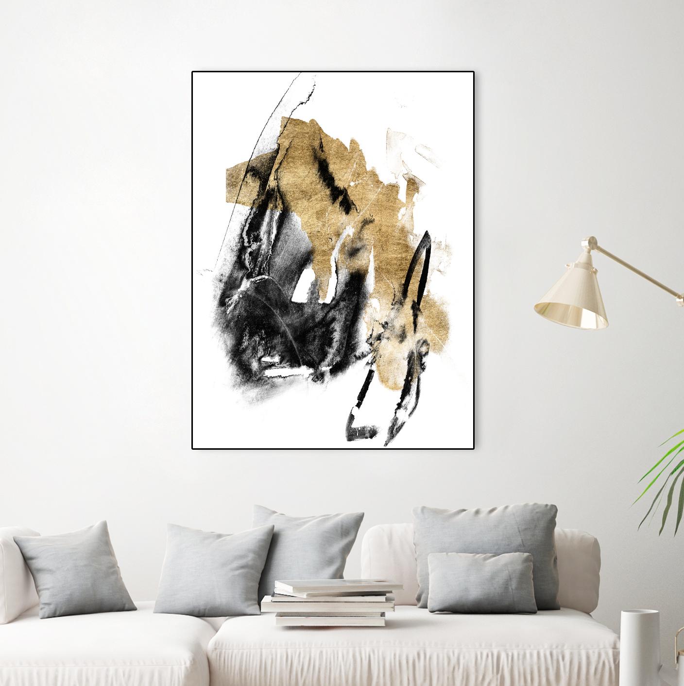 Black & Gold Splash IV by Jennifer Goldberger on GIANT ART - metallics abstract