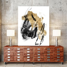Black & Gold Splash IV by Jennifer Goldberger on GIANT ART - metallics abstract