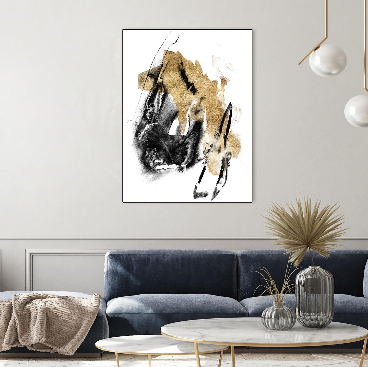 Black & Gold Splash IV by Jennifer Goldberger on GIANT ART - metallics abstract