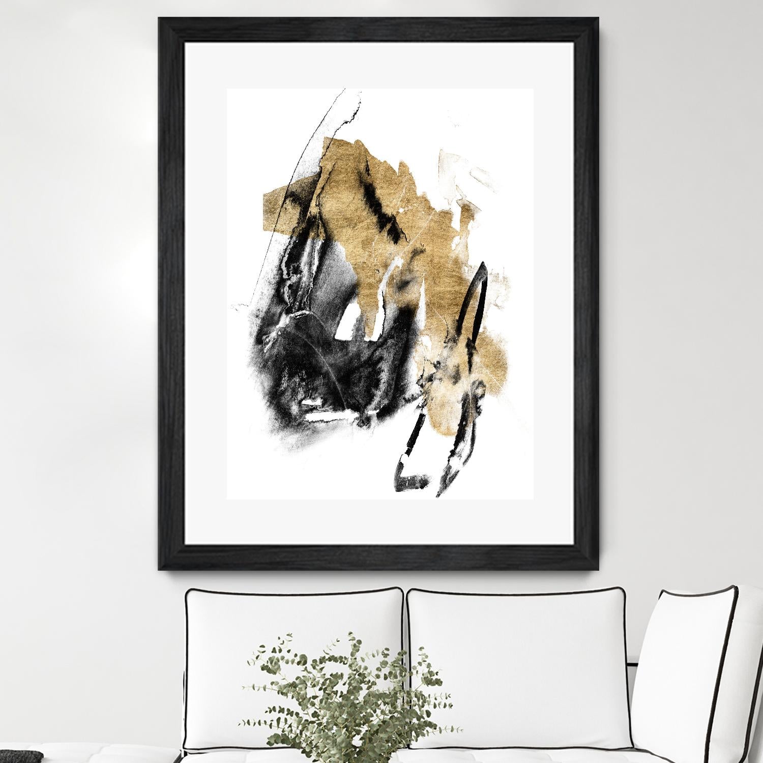 Black & Gold Splash IV by Jennifer Goldberger on GIANT ART - metallics abstract