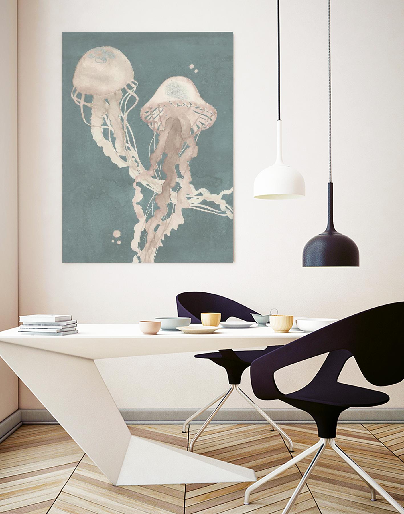 Jellyfish Dance I by Grace Popp on GIANT ART - pink coastal & tropical abstract