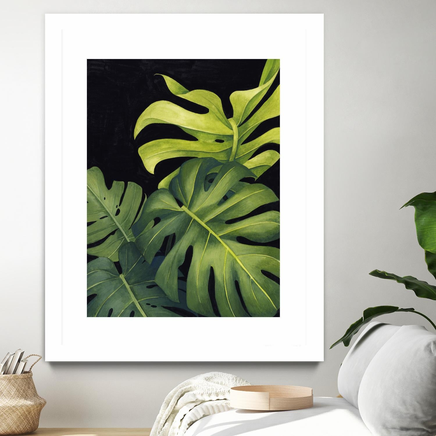 Night Monsteras I by Grace Popp on GIANT ART - green  coastal & tropical abstract