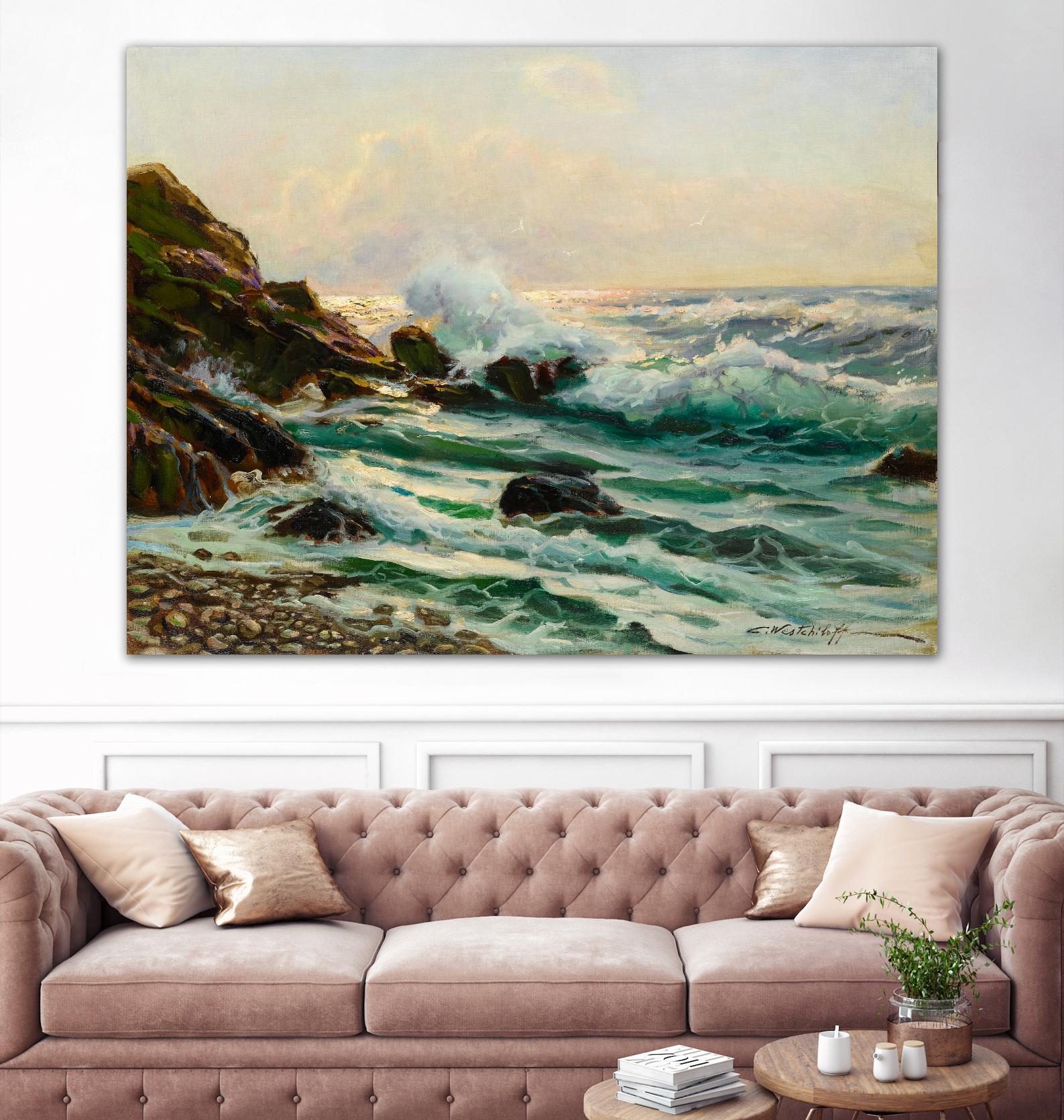 Main Seascape I by Constantin Alexandrovitch Westchiloff on GIANT ART - green coastal & tropical sea