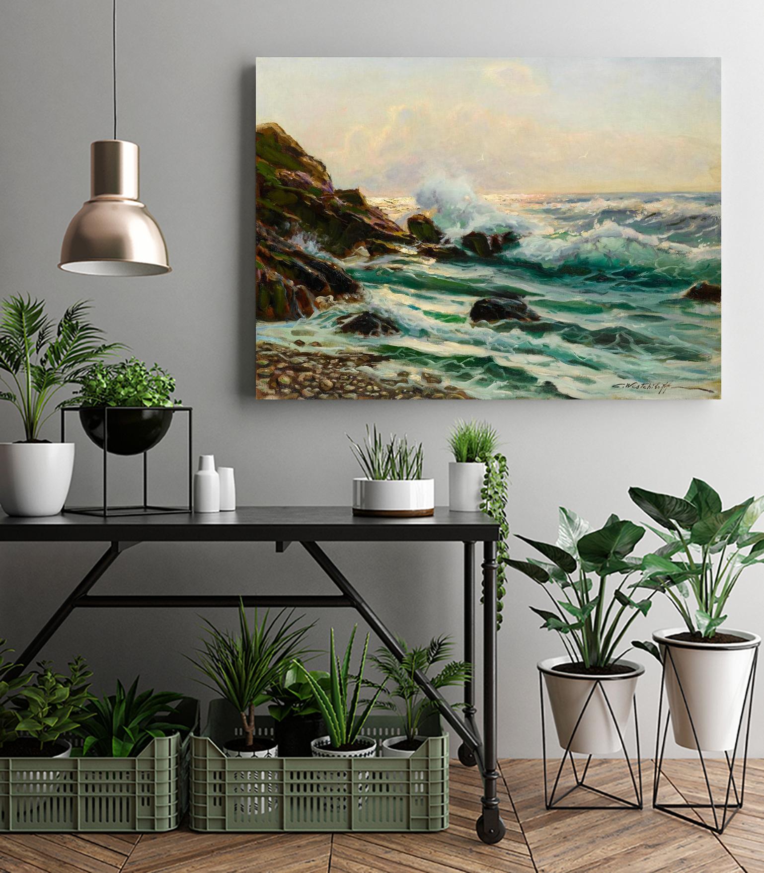 Main Seascape I by Constantin Alexandrovitch Westchiloff on GIANT ART - green coastal & tropical sea