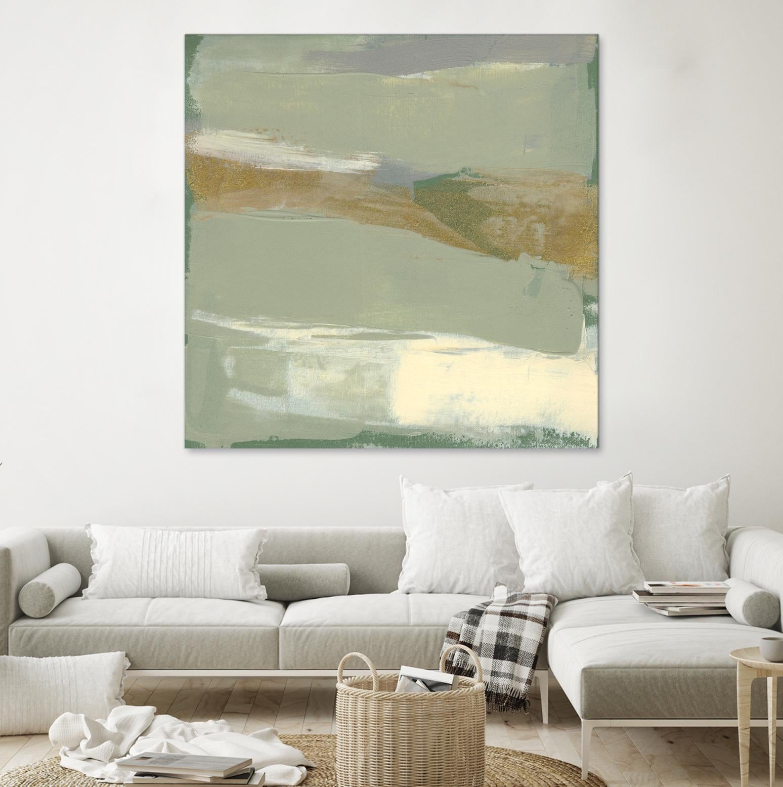 Sage & Gold Swipe III by Jennifer Goldberger on GIANT ART - green abstract abstract