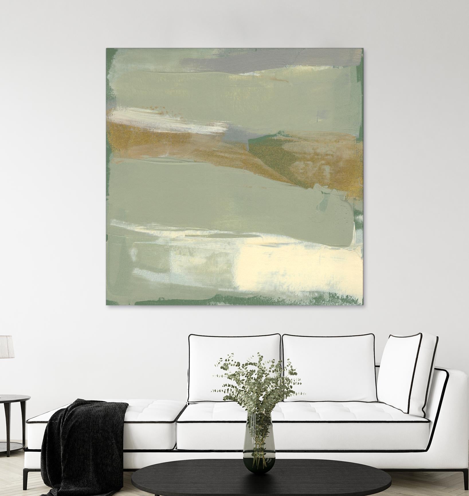 Sage & Gold Swipe III by Jennifer Goldberger on GIANT ART - green abstract abstract