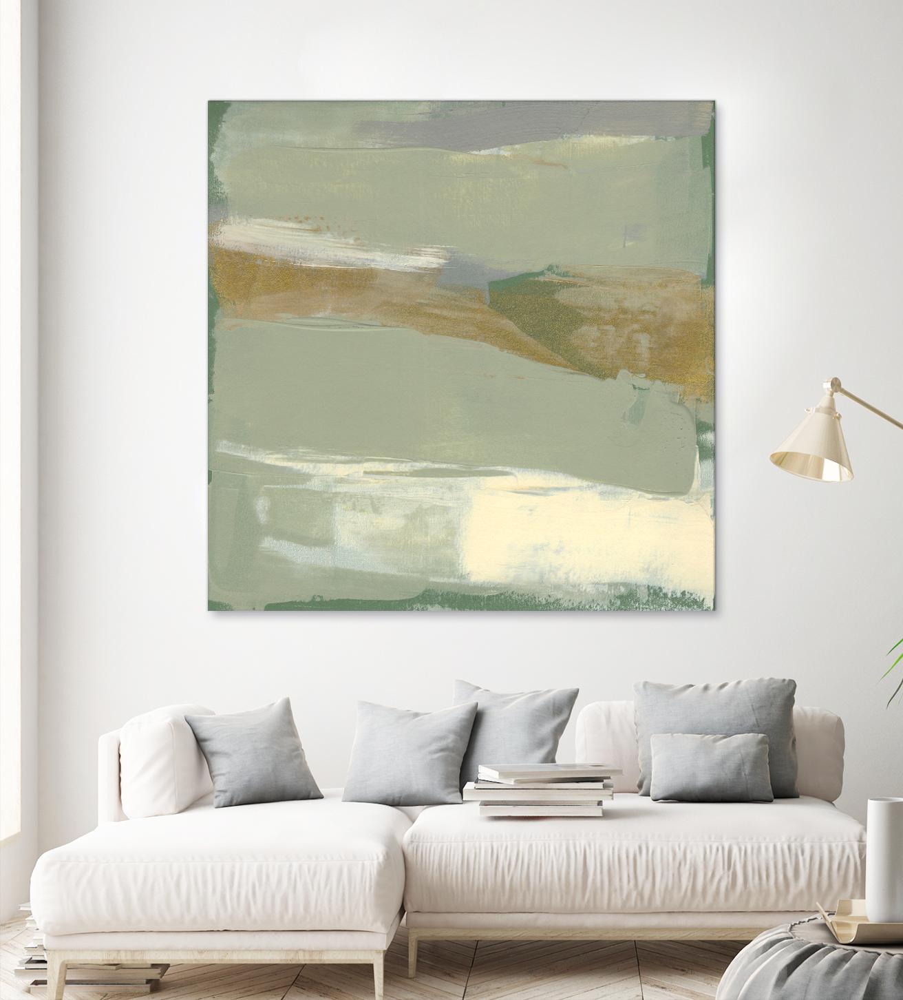 Sage & Gold Swipe III by Jennifer Goldberger on GIANT ART - green abstract abstract