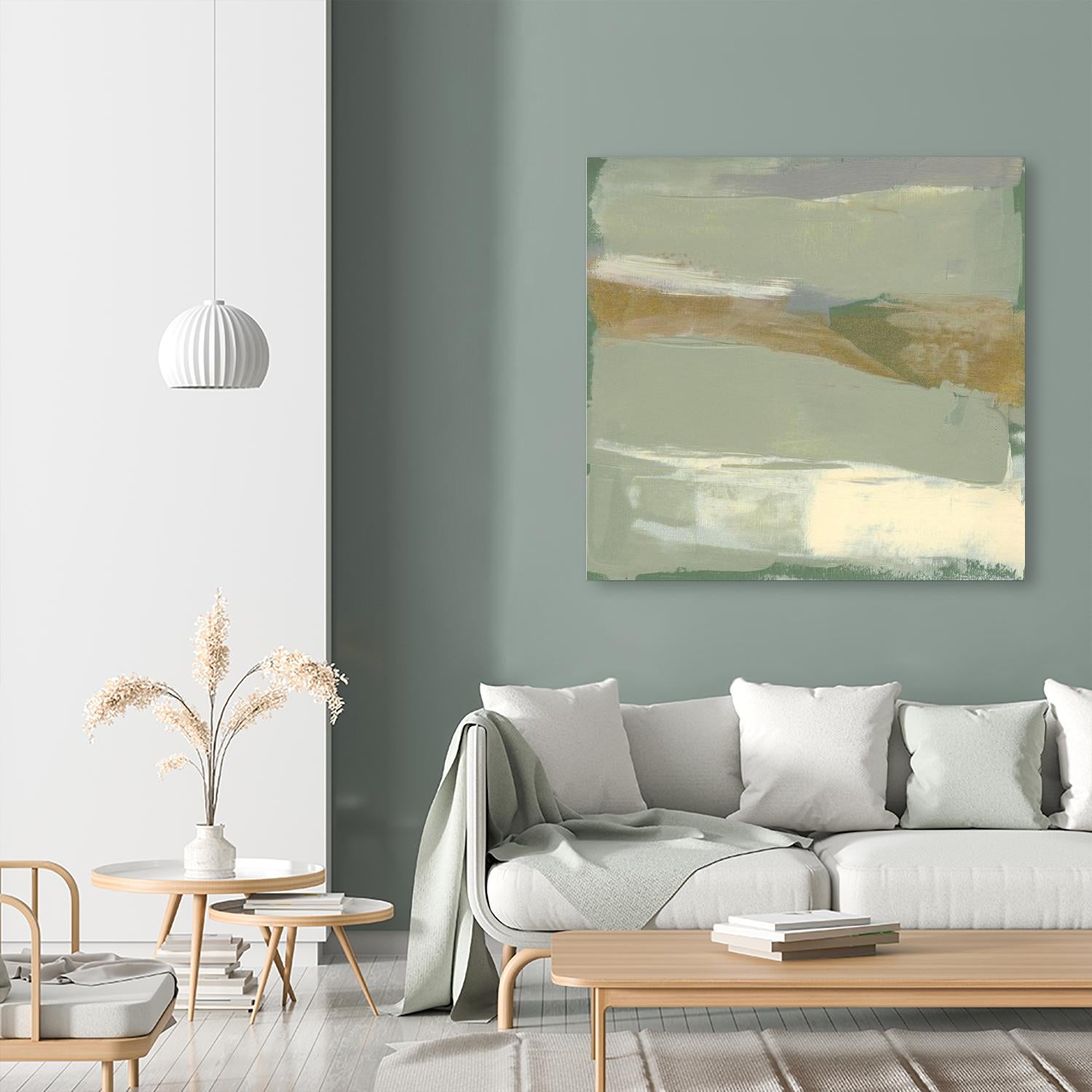 Sage & Gold Swipe III by Jennifer Goldberger on GIANT ART - green abstract abstract