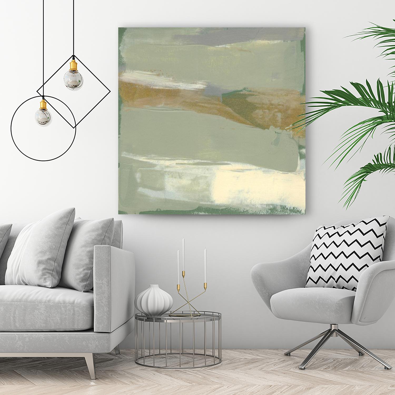 Sage & Gold Swipe III by Jennifer Goldberger on GIANT ART - green abstract abstract