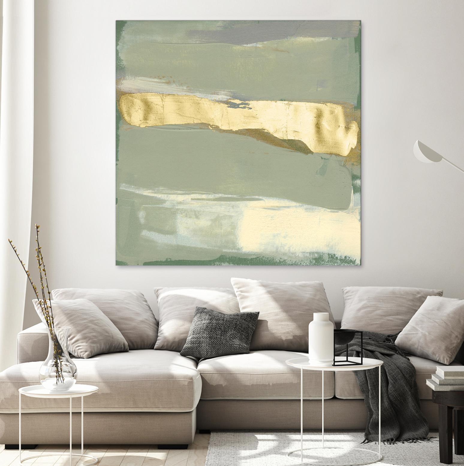 Sage & Gold Swipe III by Jennifer Goldberger on GIANT ART - gold abstract abstract