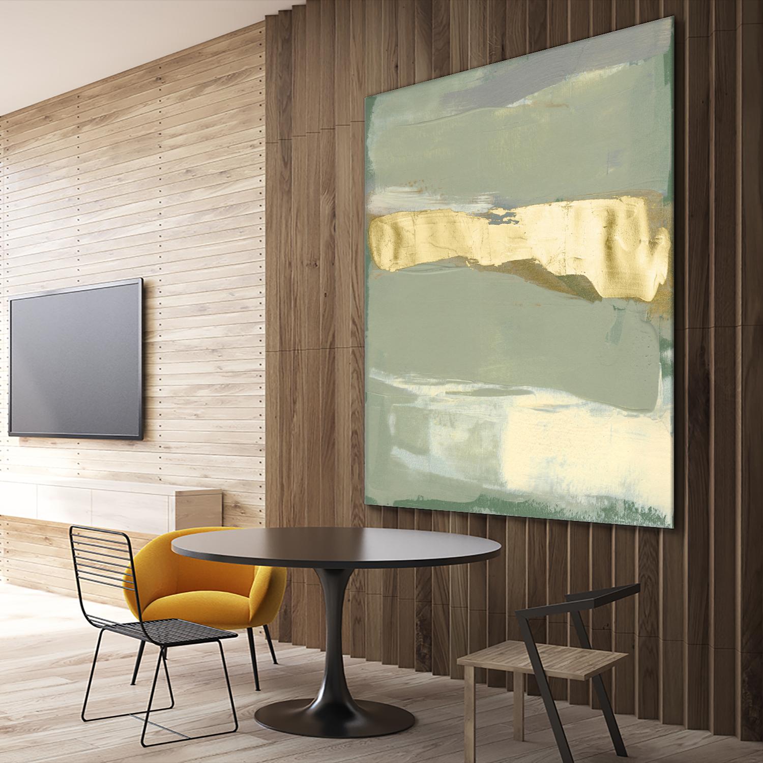 Sage & Gold Swipe III by Jennifer Goldberger on GIANT ART - gold abstract abstract