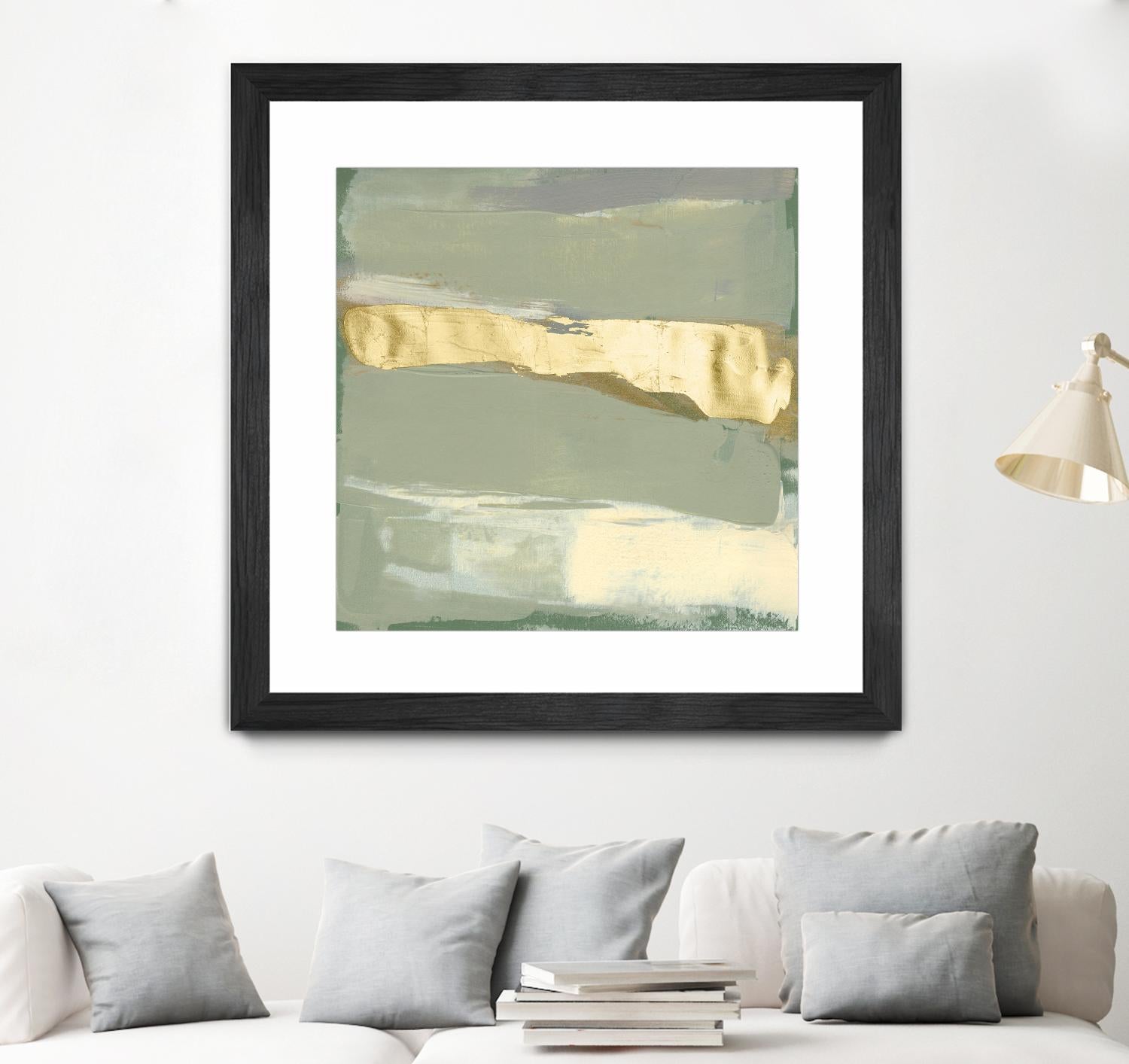 Sage & Gold Swipe III by Jennifer Goldberger on GIANT ART - gold abstract abstract