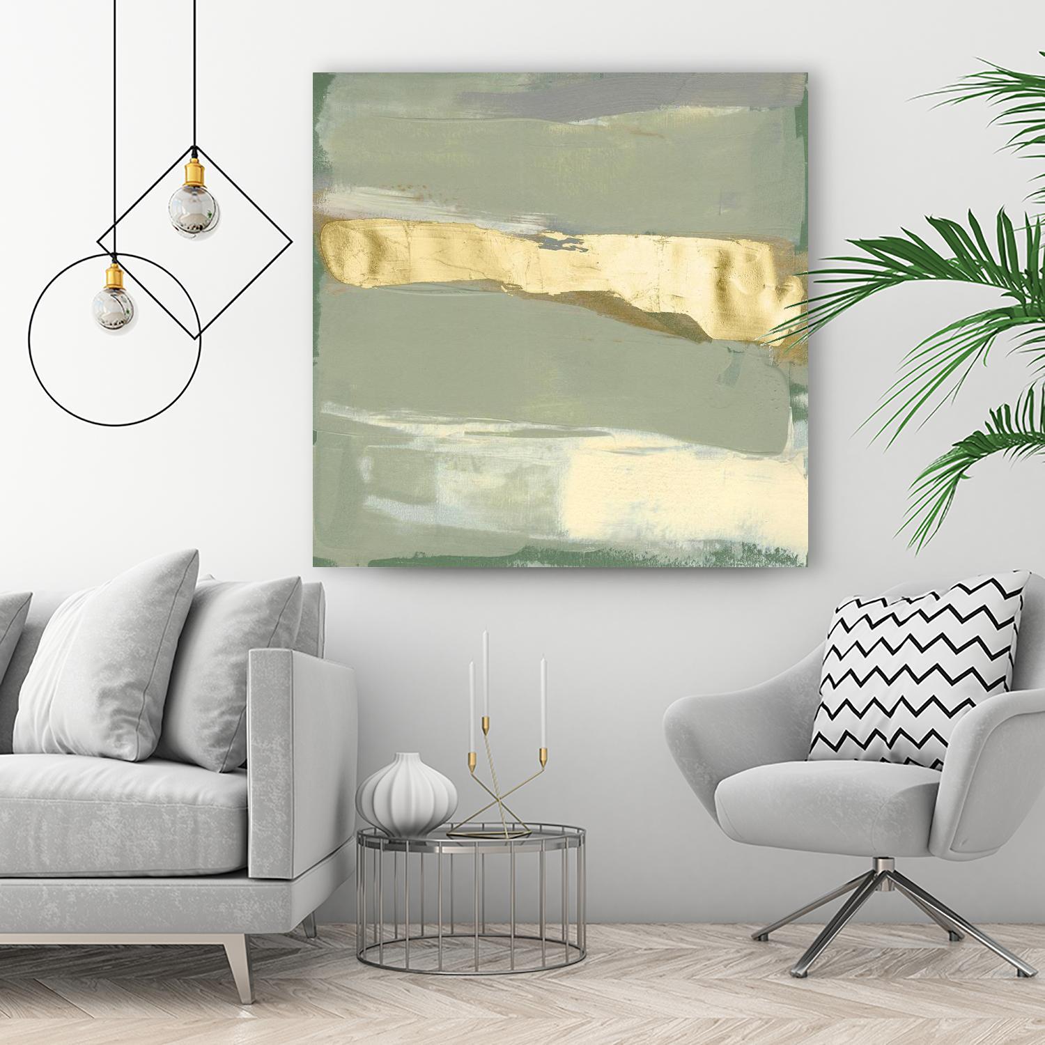Sage & Gold Swipe III by Jennifer Goldberger on GIANT ART - gold abstract abstract